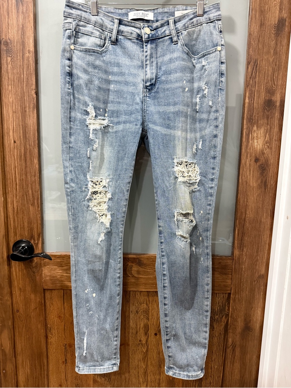 Judy Blue Light Blue Distressed Skinny Jeans 13/31